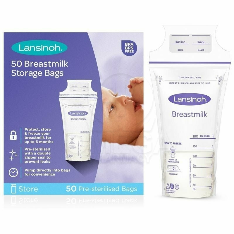 LANSINOH BOLSAS DE ALMACENAMIENTO DE LECHE MATERNA 180ML X50